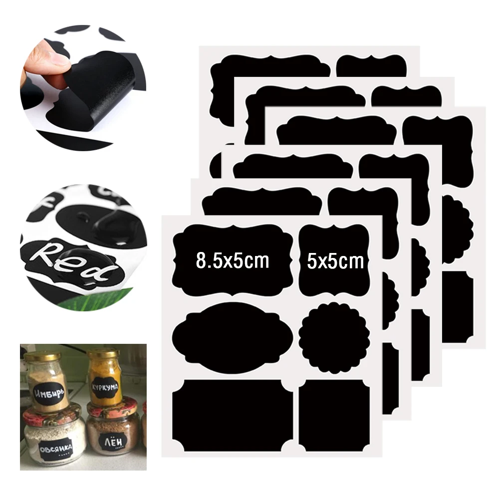 

ZUCZUG 36pcs Waterproof Home Kitchen Jars Labels Stickers Glass Bottle Sticker Chalkboard Lables Tags Can Be Reused