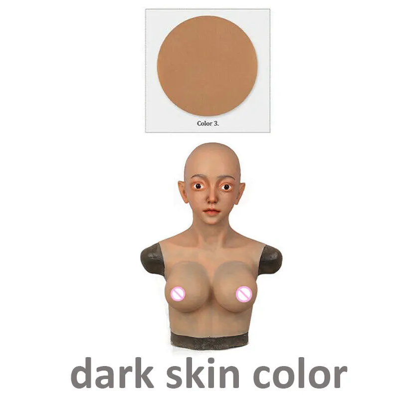 dark skin color Силиконовая Силиконовая грудь реалистичной формы пластины формы D чашки поддельные груди с женской маской для трансвеститов транссексуалов трансвеститов - Цвет: dark skin color