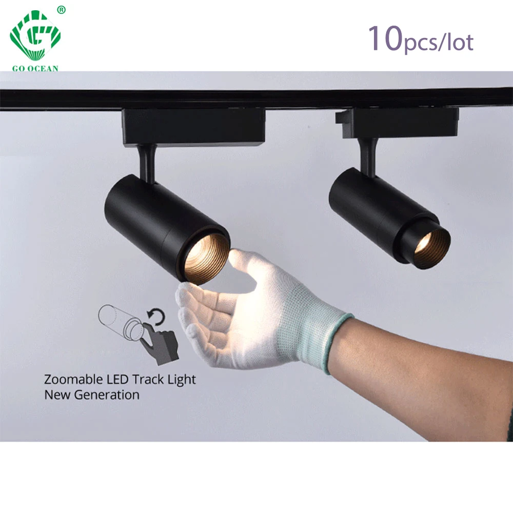 Zoomable LED Track Light 12W 20W 30W Focus Регулируемые рельсовые прожектора Обувь для одежды