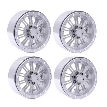 

4Pcs CNC Alloy 2.2Inch Wheel Hub Rim Beadlock for 1/10 RC Crawler Car Axial SCX10 RR10 Wraith 90048 Traxxas TRX4,Silver