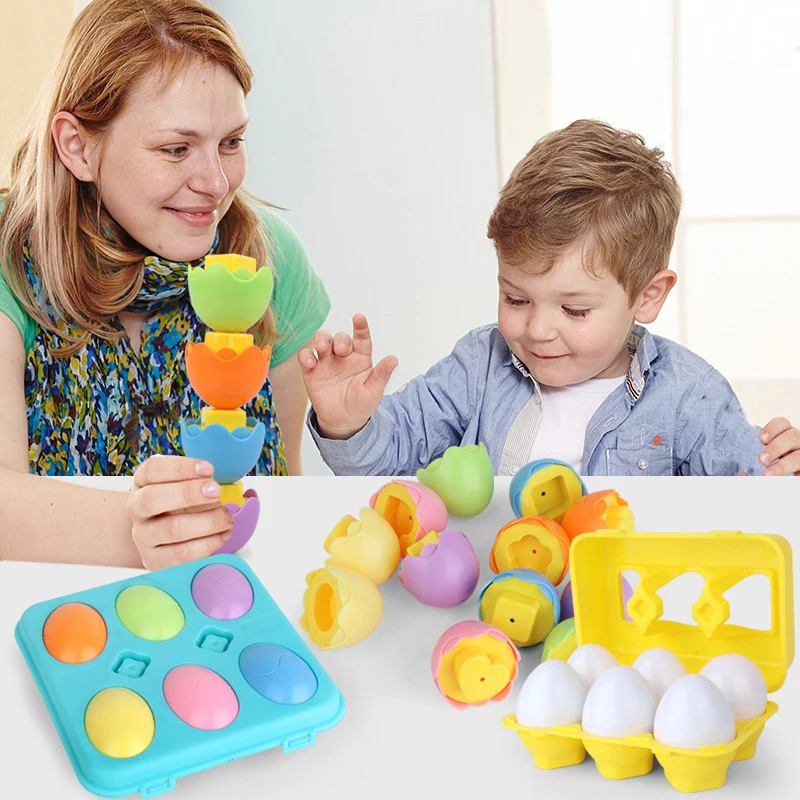 6pcs/set Smart Eggs Montessori 3D Puzzle Shape Matching Math Toys Educational Game Roe For Kids Child | Игрушки и хобби
