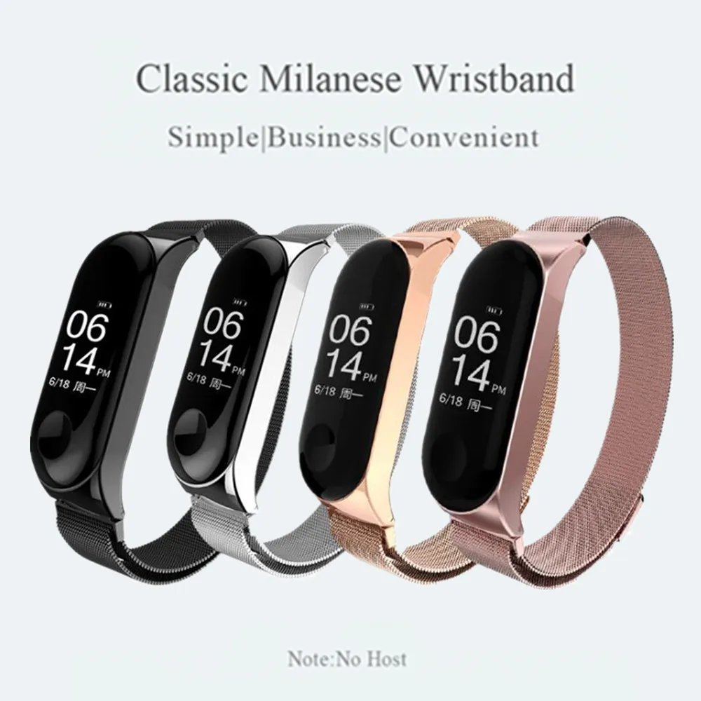 Mi Band 3 4 магнитный ремешок на запястье металлический Безвинтовой браслет из нержавеющей стали mi band 4 3 браслет ремешок для Xiaomi mi 4 3 браслет