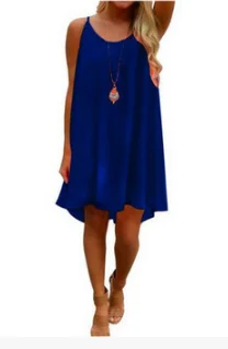Women beach dress fluorescence female summer dress women chiffon voile women dress summer style women clothing plus size S-3XL Deep Blue