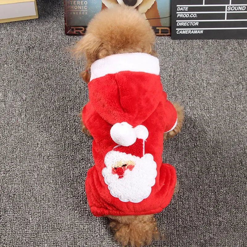 

Pet Winter Santa Claus Design Coat For Small Medium Dogs Warm Hoodie Jumpsuit Christmas Chihuahua Jacket Clothing