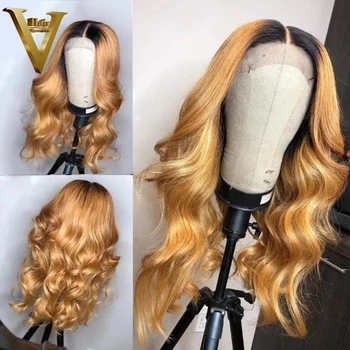 

13x6 Deep Part Lace Front Wig 1B 27 Honey Blonde Ombre Human Hair Wigs For Black Women Body Wave Pre Plucked Remy Lace Wig 150%