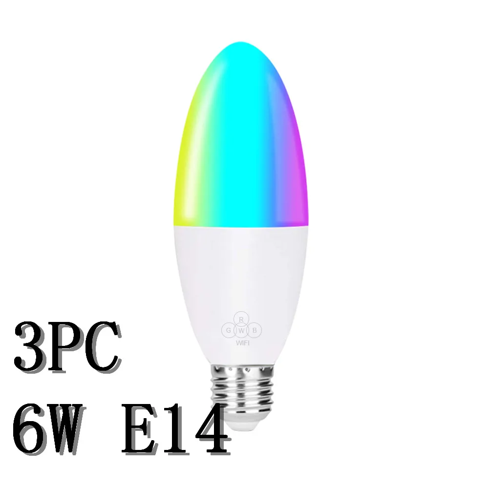 3PC E14 1/3 шт умный WiFi светильник лампа Светодиодная лампа 6 Вт затемняемый светильник E27 Wake-Up Теплый светильник s работа с Alexa Google Home Рождественский светильник s - Испускаемый цвет: 3PC E14