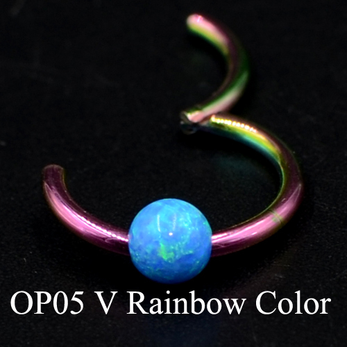 1Piece G23 18g&16gTitanium Opal Segment Hinged Ring Septum Nose Clicker Piercing Nose Lip Earrings Helix Nose Piercing