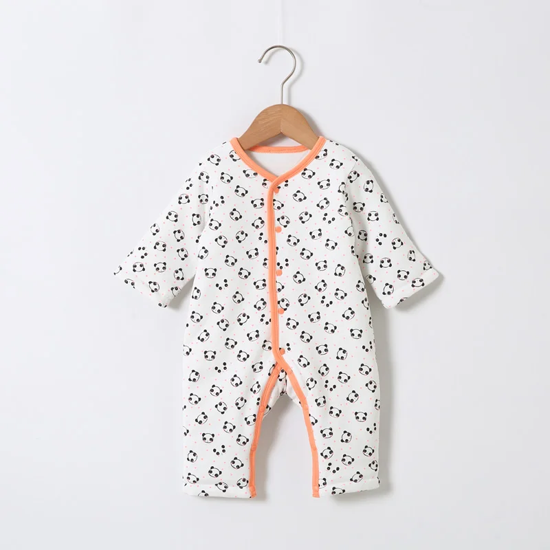 Baby romper cotton warm pajamas baby overalls kids clothes baby boys clothes girls clothes front opening round neck romper