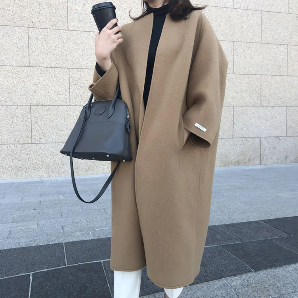 Camera and Photo Consumer Electronics Plastic?Korean Women Thin Overcoat Female Casual Loose Solid Color Outwear New Fashion Warmness Long Coats Spring Autumn Oversize Tops