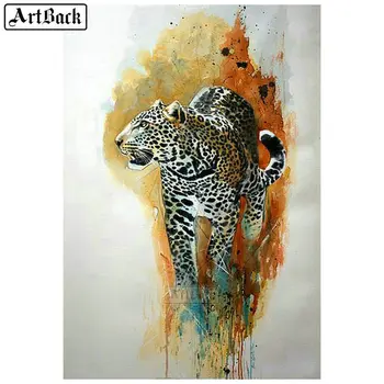 

5d diy diamond painting leopard watercolor full square / round 3d animal canvas embroidery mosaic diamond art 40x60cm
