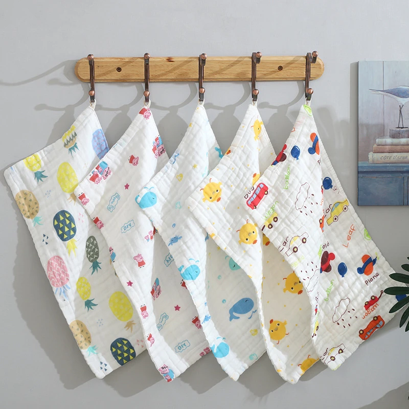 25*50CM Baby Cotton Towel Seersucker Burp Cloth Six Layer Density