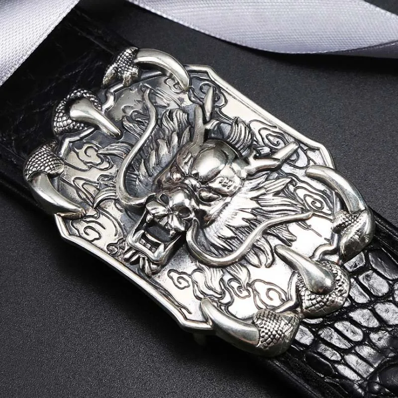 

Ремень мужской LINSHE из натуральной кожи, с нефритовой пряжкой серебра 925 пробы, для мужчин среднего возраста