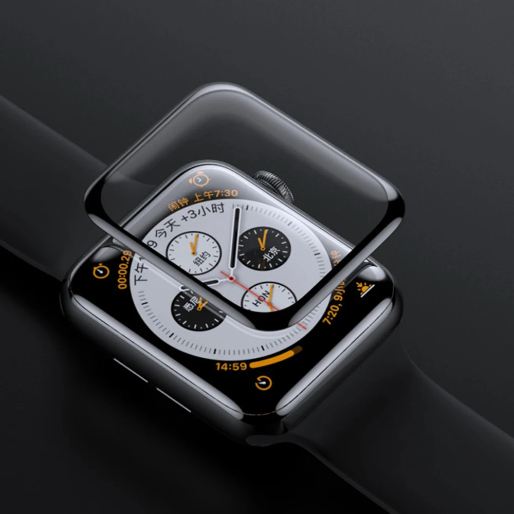 3D полный охват Экран протектор для наручных часов Apple Watch 4/5 Smartwatch С округленными изогнутыми краями Водонепроницаемый Stainproof прочная защитная пленка
