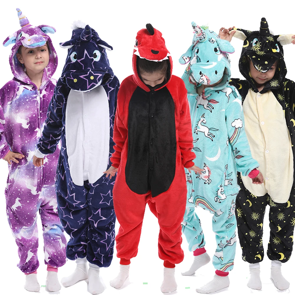 Kigurumi/Детская Пижама с единорогом и пижама зимние детские комбинезоны пижамы