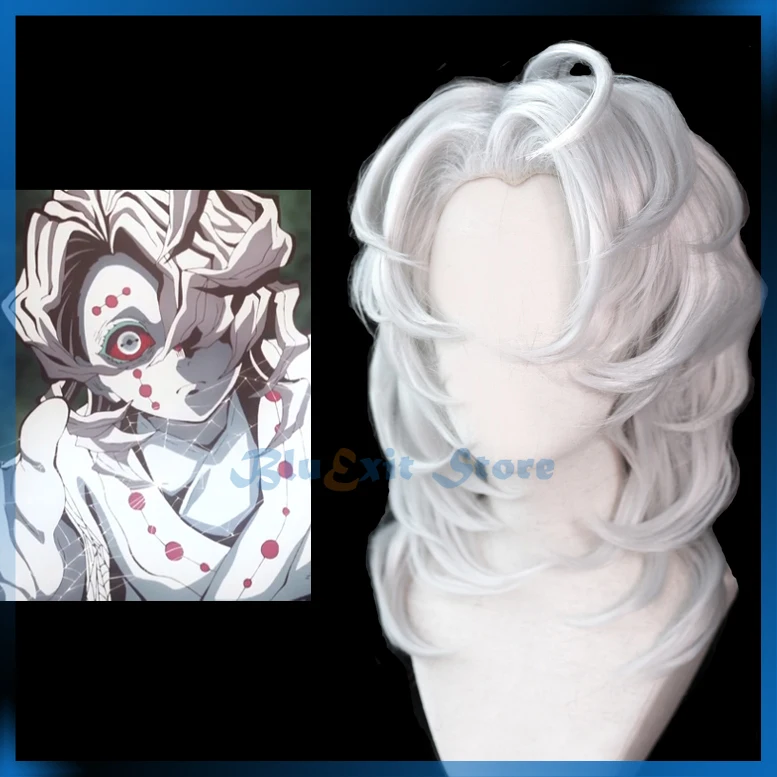 Kimetsu no Yaiba Ayaki Rui косплей парик Спайдермен демон Slayer серебристо серая средняя часть