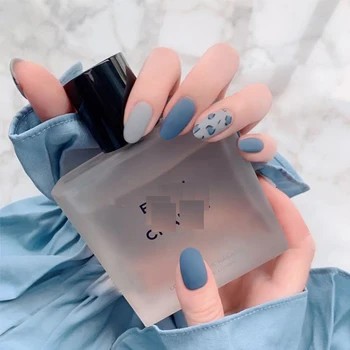 

24pcs/Set European Matte False Nails Full Finished Blue Leopard Pattern Fake Nails Beauty Artificial Full Cover Nail Art Tips
