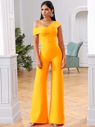 Adyce 2024 New Summer Orange 2 Two Pieces Sets Sexy Spaghetti Strap Short Sleeve Tops & Long Pants Women Fashion Club Party Sets