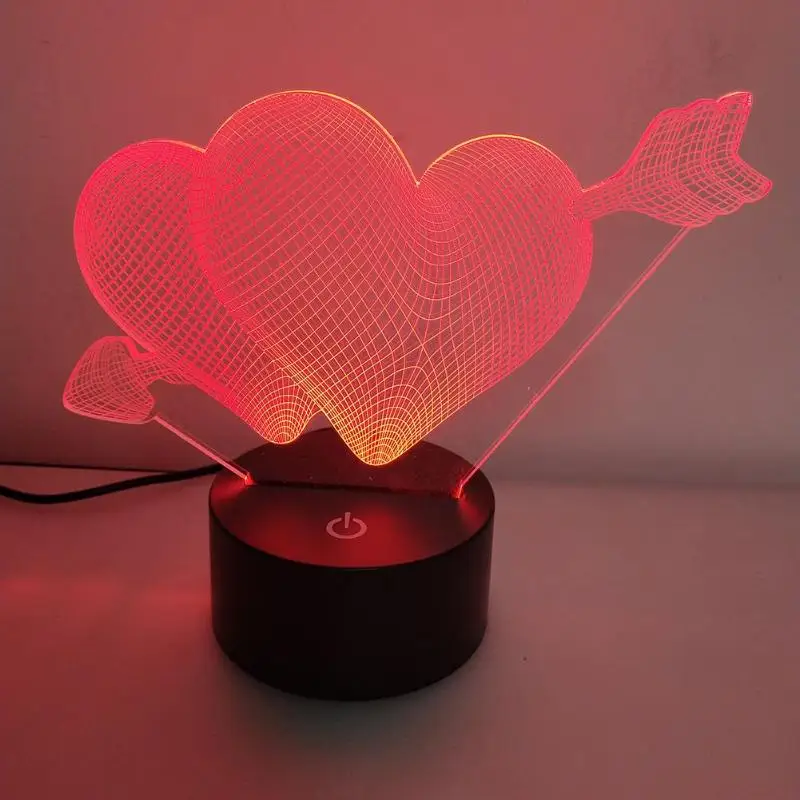 Лидер продаж акриловые лотоса 3D светодиодный Ночной светильник 7 цветов Прозрачный USB Мощность Перезаряжаемые сенсорный пульт дистанционного управления визуальный любовь в форме лампы