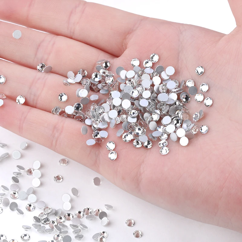QIAO Edelsteine mit flacher Rückseite, runde Kristall-Strasssteine zum Basteln, Nagelgesicht, Kunst, Nähen und Stoff, Kleidung, Schuhe, Taschen, DIY-Dekoration – Detail 3