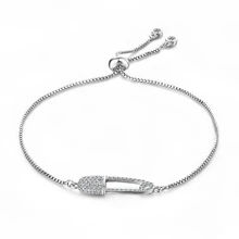 Элегантный микро украшенное кубическими камнями циркониевый браслет для женщин модная Регулируемая цепочка серебристого цвета