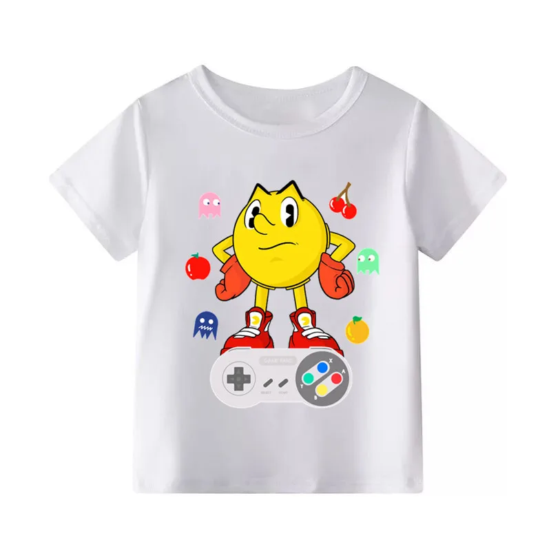 Г. Новая консоль/Марио/Pacman/Детская футболка с героями мультфильмов забавная футболка для мальчиков и девочек детская летняя одежда - Цвет: C