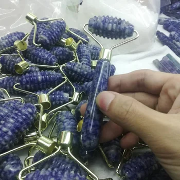 

KCONYD Factory wholesale Natural Jade Face Roller-Blue point-Zinc alloy stents-Single roller-with big teeth