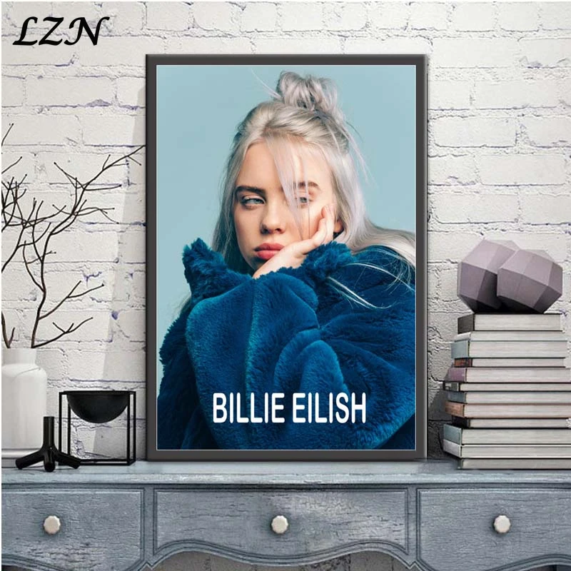 

Billie Eilish Poster Prints Painting Singer Pop Star Rap Wall Decor Art Drawing Figure Pictures for Living Room Home Decoration