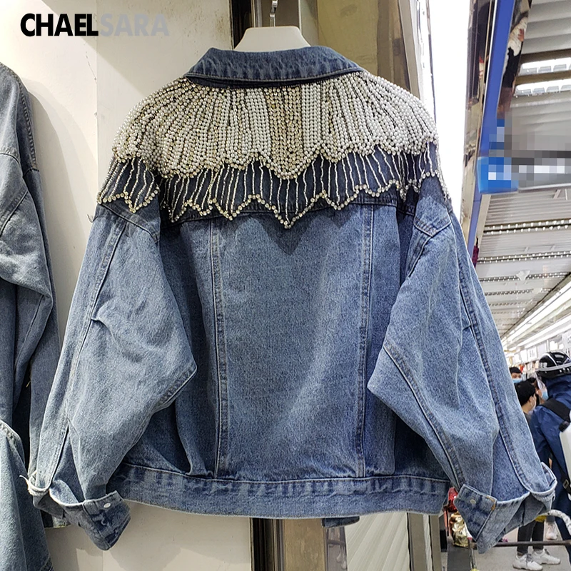 Chaqueta vaquera con abalorios para mujer, abrigo de lujo diamantes, estilo urbano, y otoño, 2020 - AliExpress