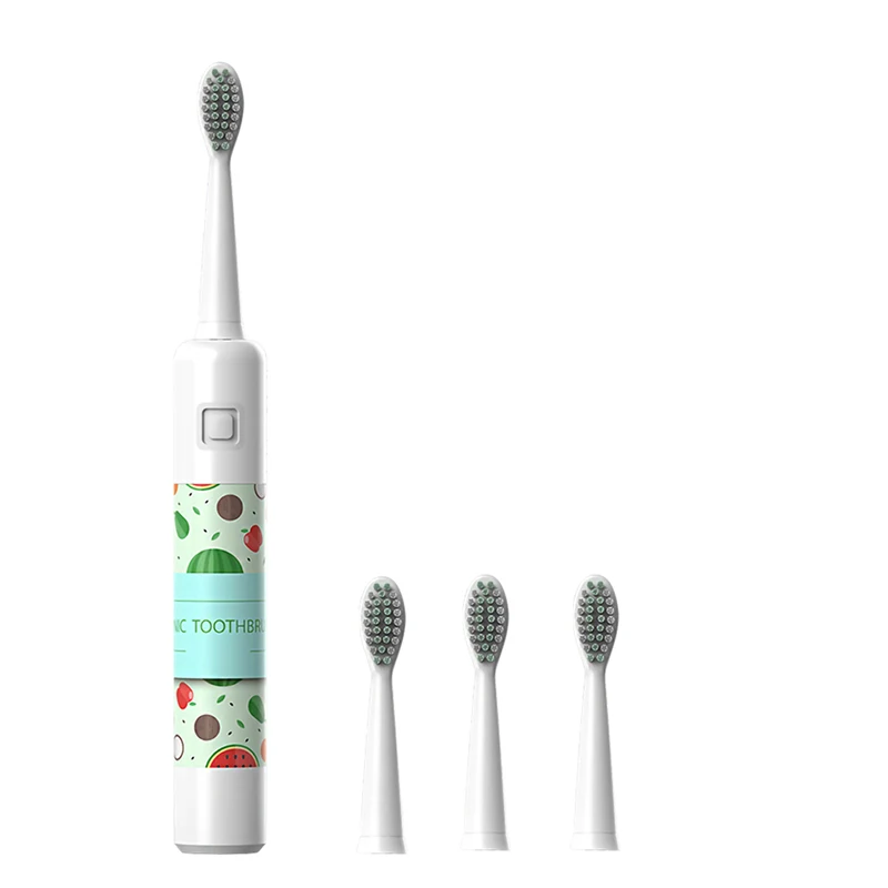 Green 4 heads AZDENT, Ультразвуковая электрическая зубная щетка, 6 режимов, перезаряжаемая зубная щетка для путешествий для детей и взрослых, 6 часов зарядки, 20 дней использования - Цвет: Green 4 heads