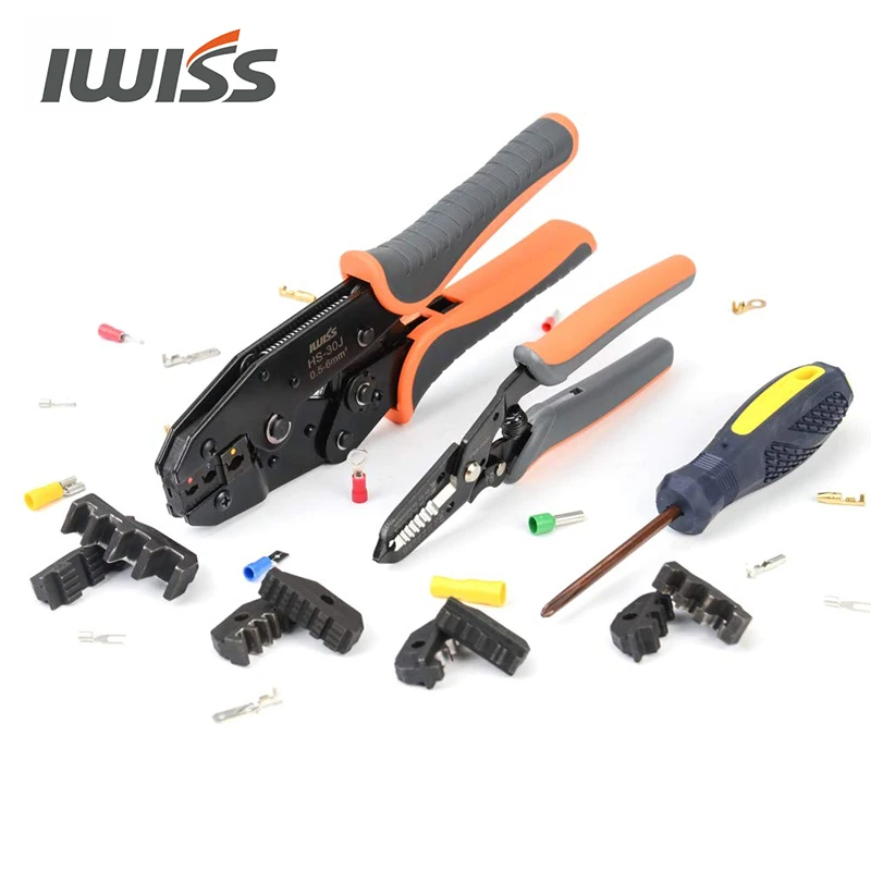 US $43.99 Iwiss Crimping Tool Kits With Wire Stripper And Cable Cutters Suitable For Non Insulated Insulated Cable End Sleeves Terminals