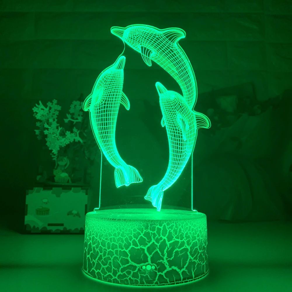 Remote / Touch Control 3D LED Night Light LED Table Desk Lamp Dolphin LED Night Lights Color Change 3D LED Light for Kids Gifts childrens night lights