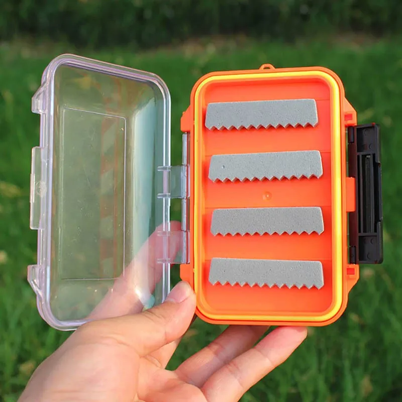 Waterproof Fly Fishing Double Side Clear Slit Foam Fly Fishing Boxes Plastic FLY BOX Tackle Case Box 4.3 x 2.75 x1.2