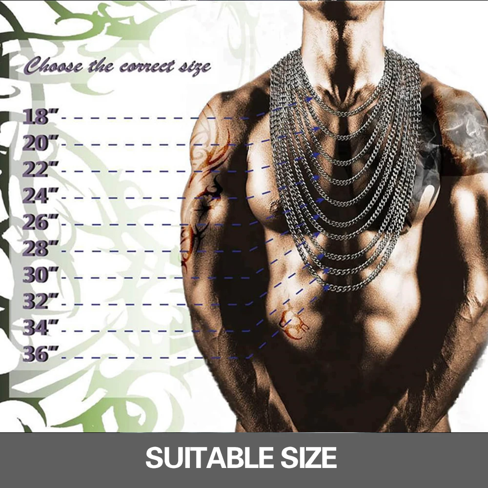 12/15/17mm High Polished Men's Necklace Cuban Link Chain 316L Stainless Steel Choker Hip Hop Punk Jewelry Accessory Wholesale