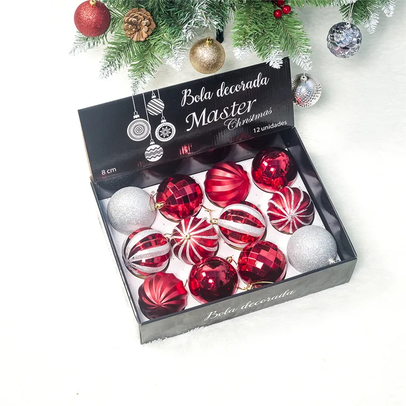 

Urijk 12Pcs Christmas Ornament Ball Printed Hanging Ball Xmas Tree Decorations Home Party Pendant Decor Prop Gifts Supplies 8cm