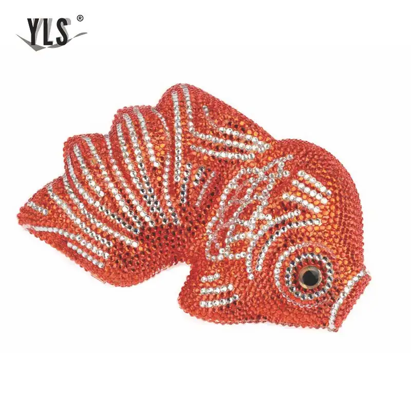 Роскошные для женщин Кристалл Красный FSIH клатч дамы новый дизайн сумки кристалл клатч «рыба» конструкции сумки через плечо YLS-A36