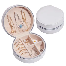 Round Shape Jewelry Box Jewellery Organizer Necklace Stud Ring Bracelet Storage Box Earring Case Woman Girl Gift Portable Round Shape Jewelry Box Jewellery Organizer Necklace Stud Ring Bracelet Storage Box Earring Case Woman Girl Gift Portable