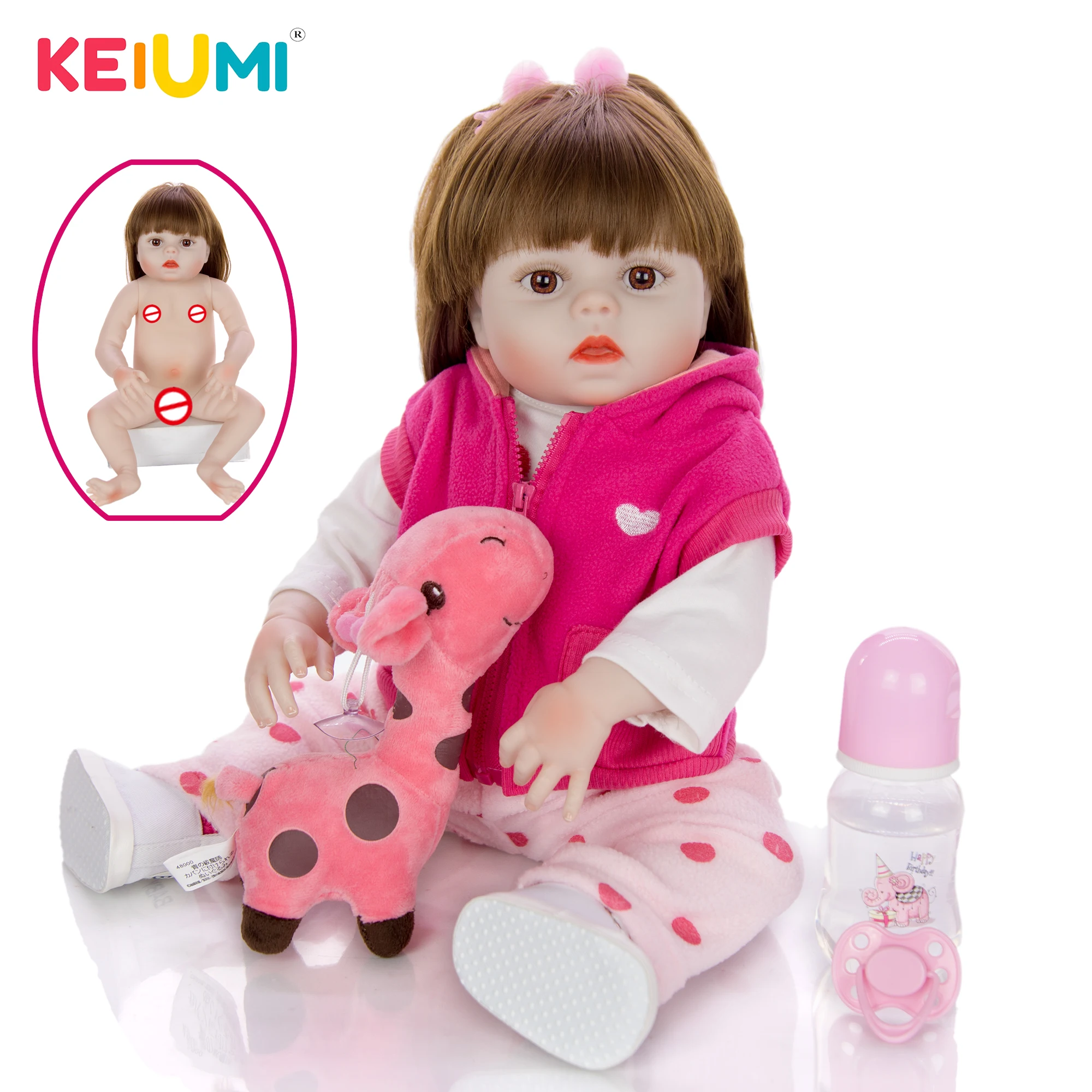KEIUMI оптовая продажа Реалистичная Милая 19 дюймов Reborn Baby Doll игрушки полная