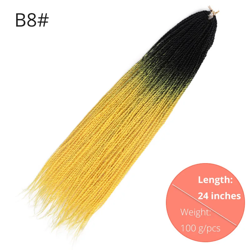 AISI BEAUTY 24inch Ombre Senegalese Twist Braiding Hair Crochet Braids Synthetic Crochet Hair Extensions Black Brown Women - Цвет: B8