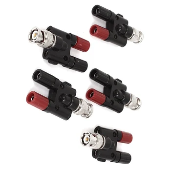 

New BNC Male Plug to Two Banana Female Jack Coaxial Connector Adapter 5pcs