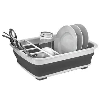 

Foldable Dish Rack House Hold Plastic Folding Kitchen Drain Rack Cutlery Storage Box Collapsible Cutlery Stand