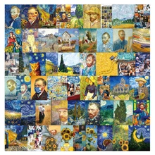 

50PCS Van Gogh Oil Painting Sunflower Anime Stickers Pack Computer Mobile Phone Stationery Skateboard Laptop Children's Toy Gift