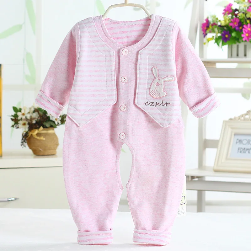 Pink 73 Cm Короткий двухслойный комбинезон для малышей; одежда для ползания; Верхняя одежда; жилет-обманка; Детский комбинезон с открытой промежностью и длинными рукавами с изображением Драконов - Цвет: Pink 73 Cm