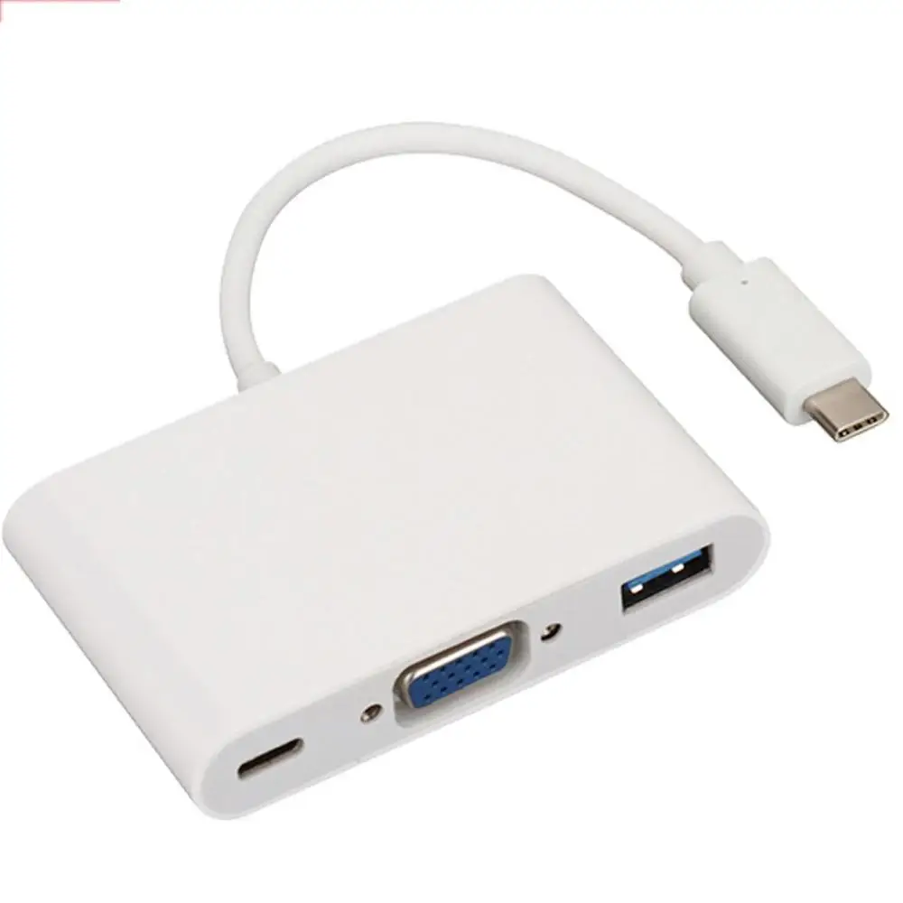 

USB 3.1 Type C To VGA+ USB3.0+ Type C Charging 3 In 1 Adapter Multiport Adapter Converter High Definition For PC