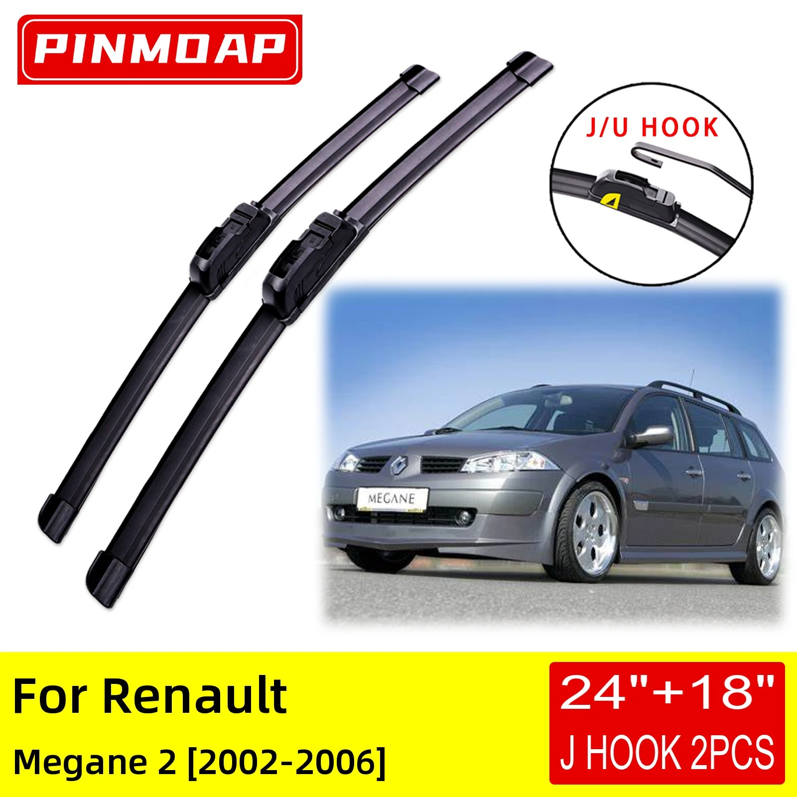 Escobillas de limpiaparabrisas delanteras Megane 2, 2002, 2004, 2005, 2006, accesorios de corte, gancho U J|Limpiaparabrisas| - AliExpress