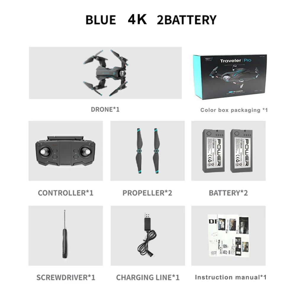 blue 4K 2B Box S20W 4K Full HD Двойная камера Радиоуправляемый Дрон оптический поток позиционирования слежения за мной Квадрокоптер Профессиональный wifi FPV Shakeproof вертолет - Цвет: blue 4K 2B Box