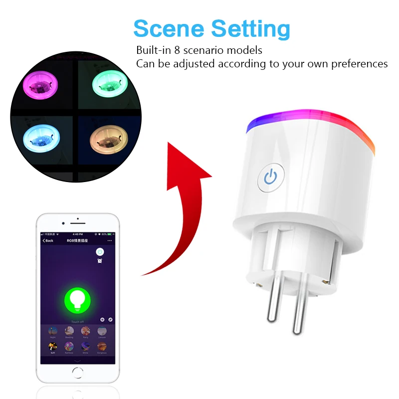 Wifi Smart Plug UK/US/EU/AU/JP умная розетка с индикатором RGB работает с Alexa Google Home дистанционное управление голосовым управлением