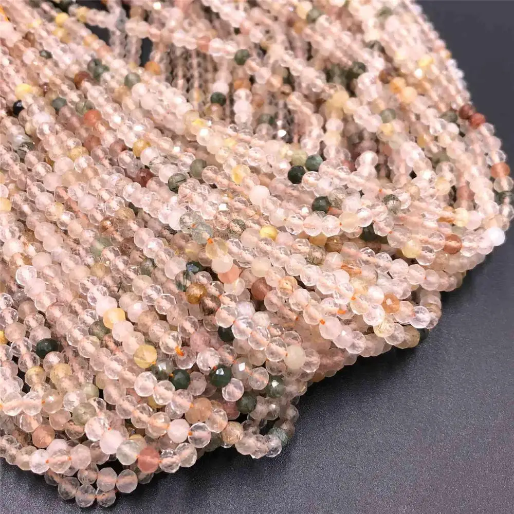 

2 3mm Small Beads mixed Rutilated Quartz Natural stone beads quartz crystal Micro beads tiny stone beads jewelry making Supplies