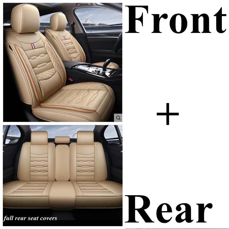 Front+Rear Car Seat Cover for Toyota RAV4 Avensis CHR Avensis Camry 4RUNNER Reiz Land Cruiser AVALON FORTUNER Car accessories - Color Name: beige standard
