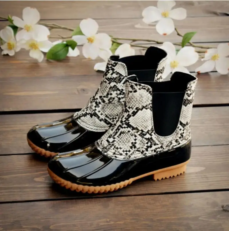 SWYIVY Rubber Shoes Women Ankle Boots Waterproof 2020 Autumn Short Tub Rain Duck Boot Water Female |