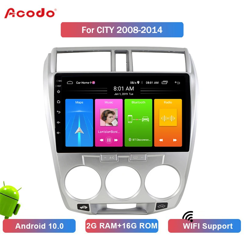 

ACODO 2+16G Android 10.0 Car Radio Multimedia Player For Honda CITY 2008-2014 Navigation GPS 2 din